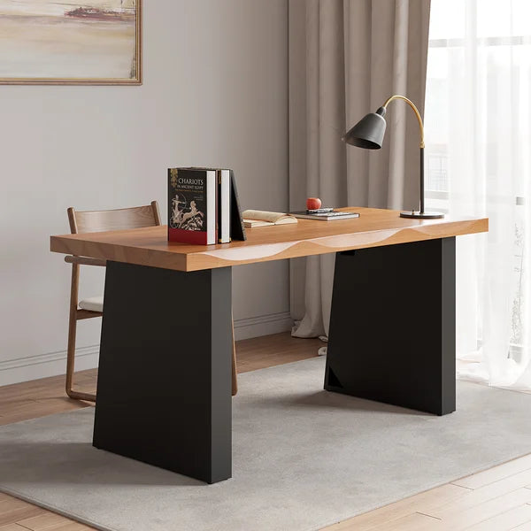 Home office design with wooden computer table