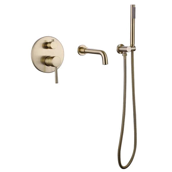 Modern Single Handle Wall-Mount Swivel Tub Filler Faucet with Handshower Brass