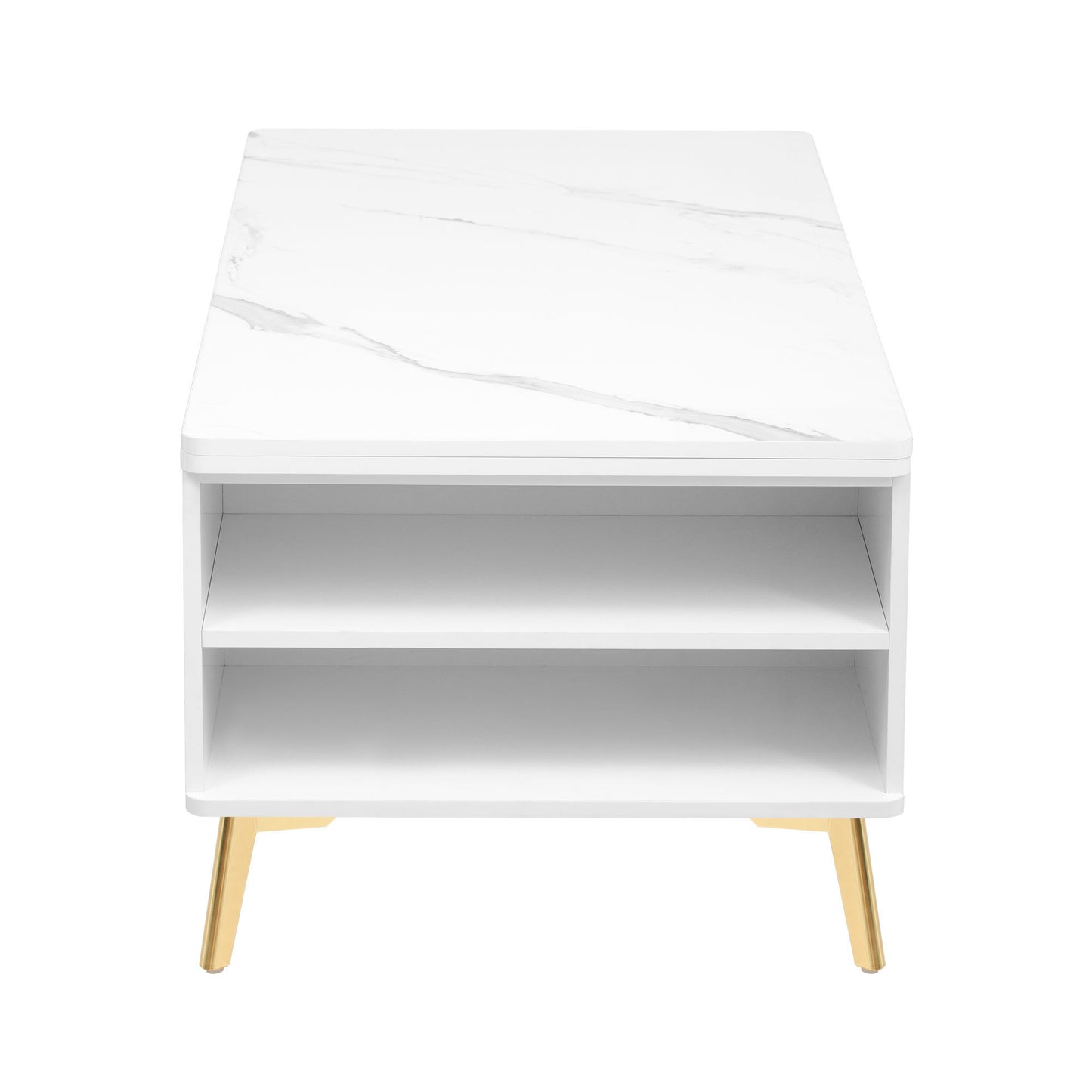 Modern Lift Top Coffee Table Multi Functional Table with Drawers in  White