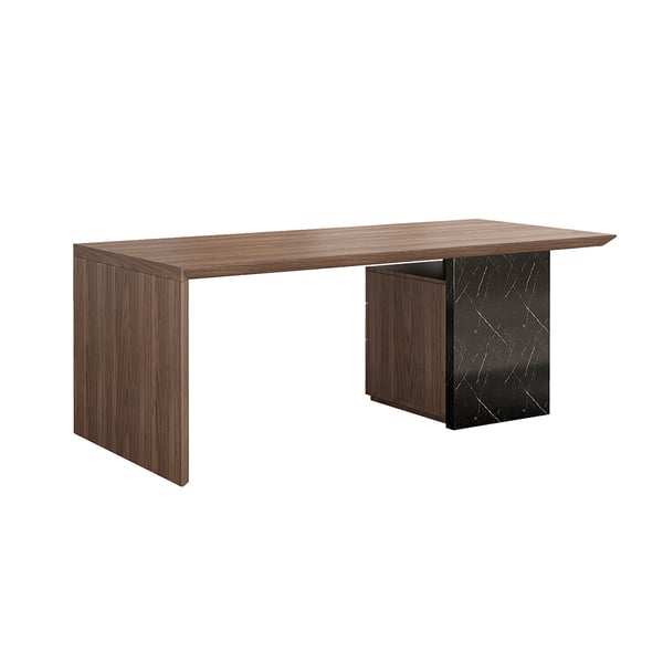 Modern Wooden Desk Walnut Home Office Desk with Filing Cabinet