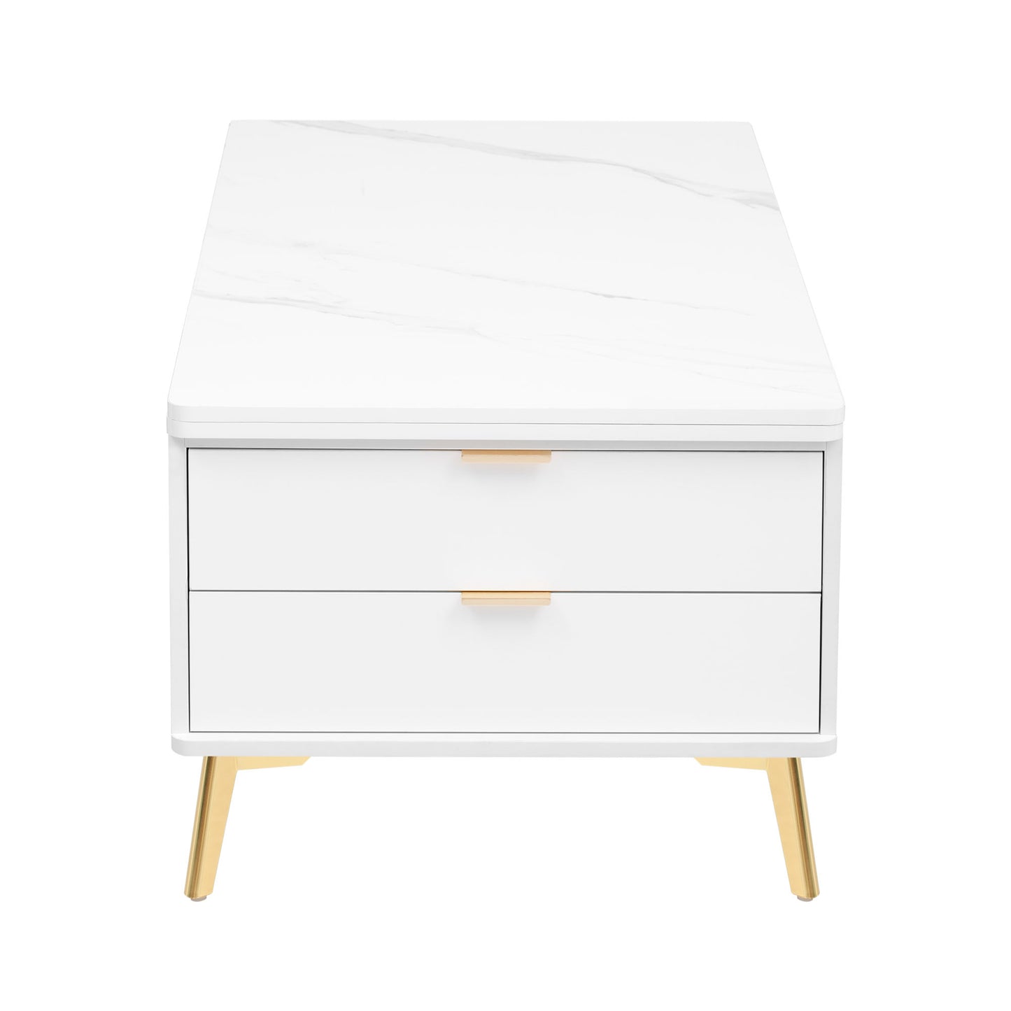 Modern Lift Top Coffee Table Multi Functional Table with Drawers in  White