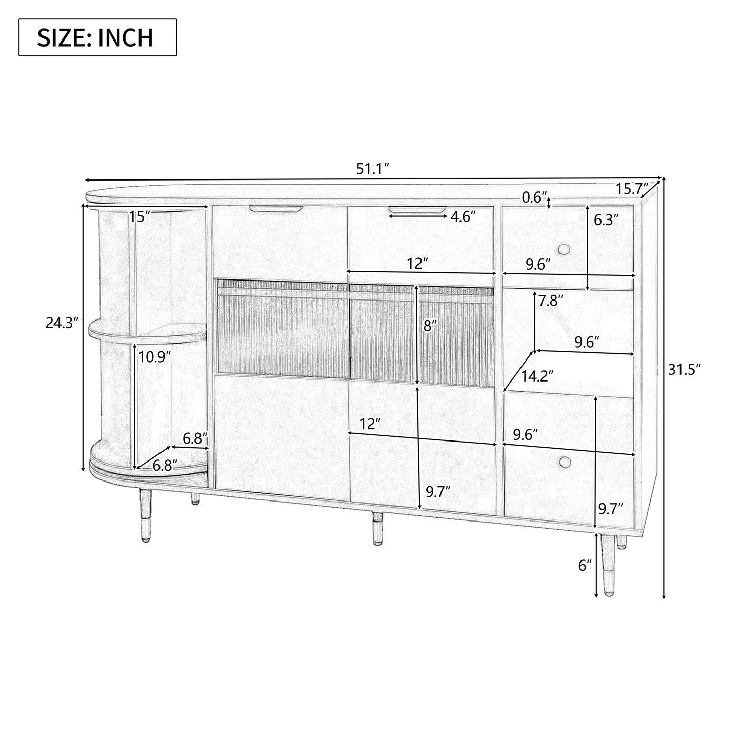 U_STYLE   Rotating Storage Cabinet with 2 Doors and 2 Drawers, Suitable for Living Room, Study, and Balcony