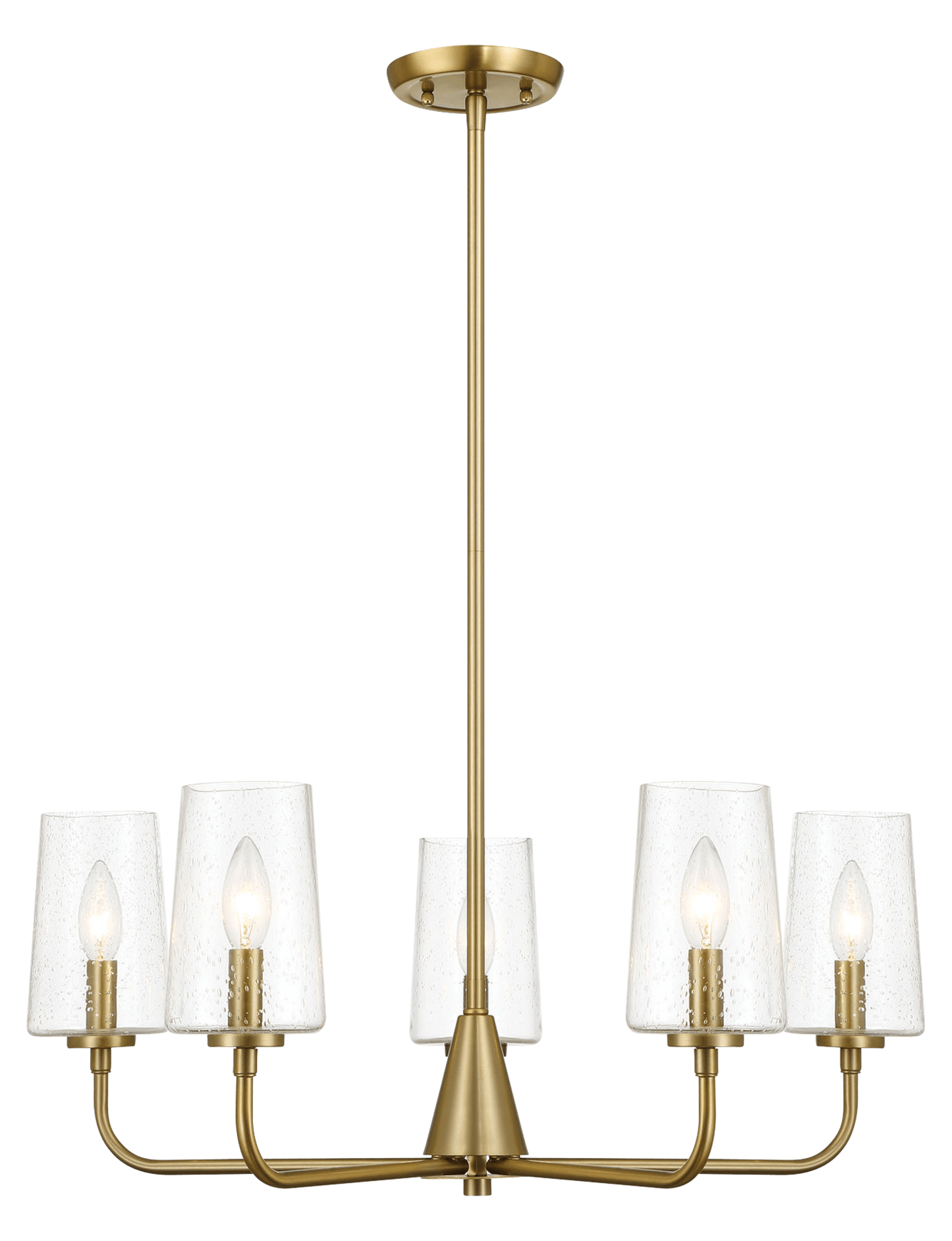 Dazzle Five Lights Chandelier With Clear Seeded Glass -Satin Brass