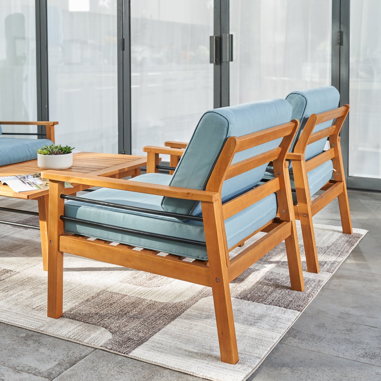 Fauteuil club en bois pour patio contemporain Gloucester