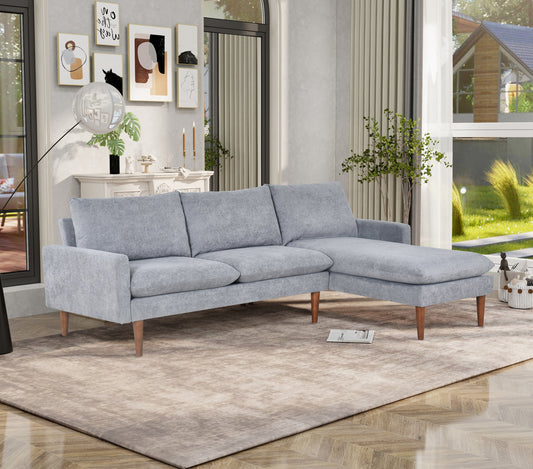 L-Shaped Sofa with Padded Cashmere: Multi-functional Design, Modern Luxury Appearance - Ideal for Living Rooms, Apartments - Easy Assembly & Maintenance,Grey