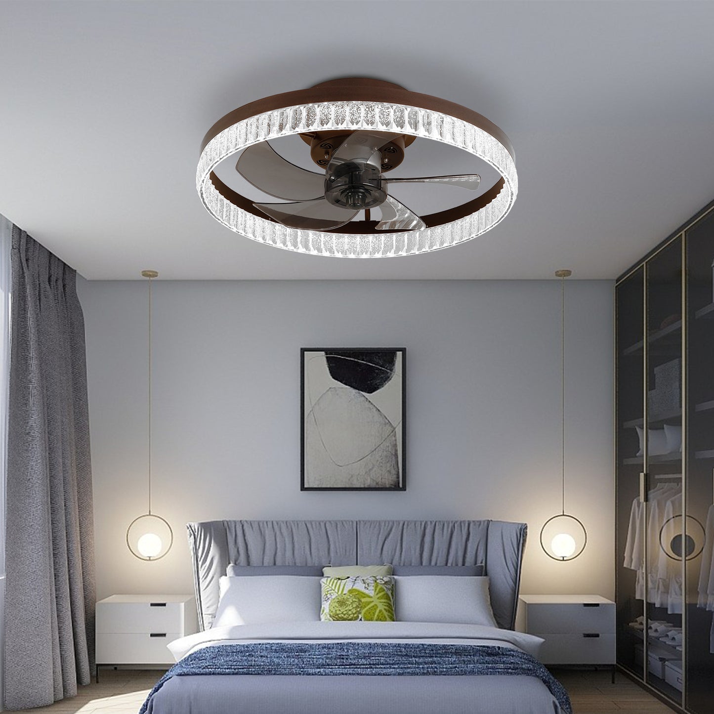 Minimalist LED Ceiling Fan with Lights - Remote-Controlled Modern Fan for Bedroom & Living Room