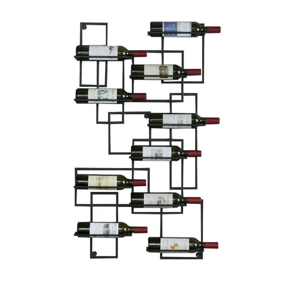 10-Bottle Modern Geometric Wall Mounted Wine Rack#Black