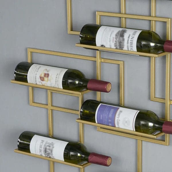 10-Bottle Modern Geometric Wall Mounted Wine Rack#Gold