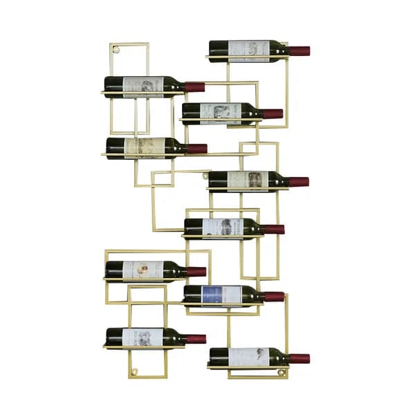 10-Bottle Modern Geometric Wall Mounted Wine Rack#Gold