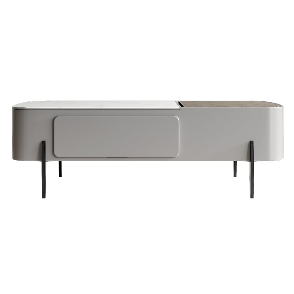 Modern Light Gray Faux Marble Leather Lift Top Coffee Table with Storage