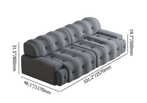 101" Gray Modular Sectional Sofa 5 Seater Modern Reversible Sleeper Sofa