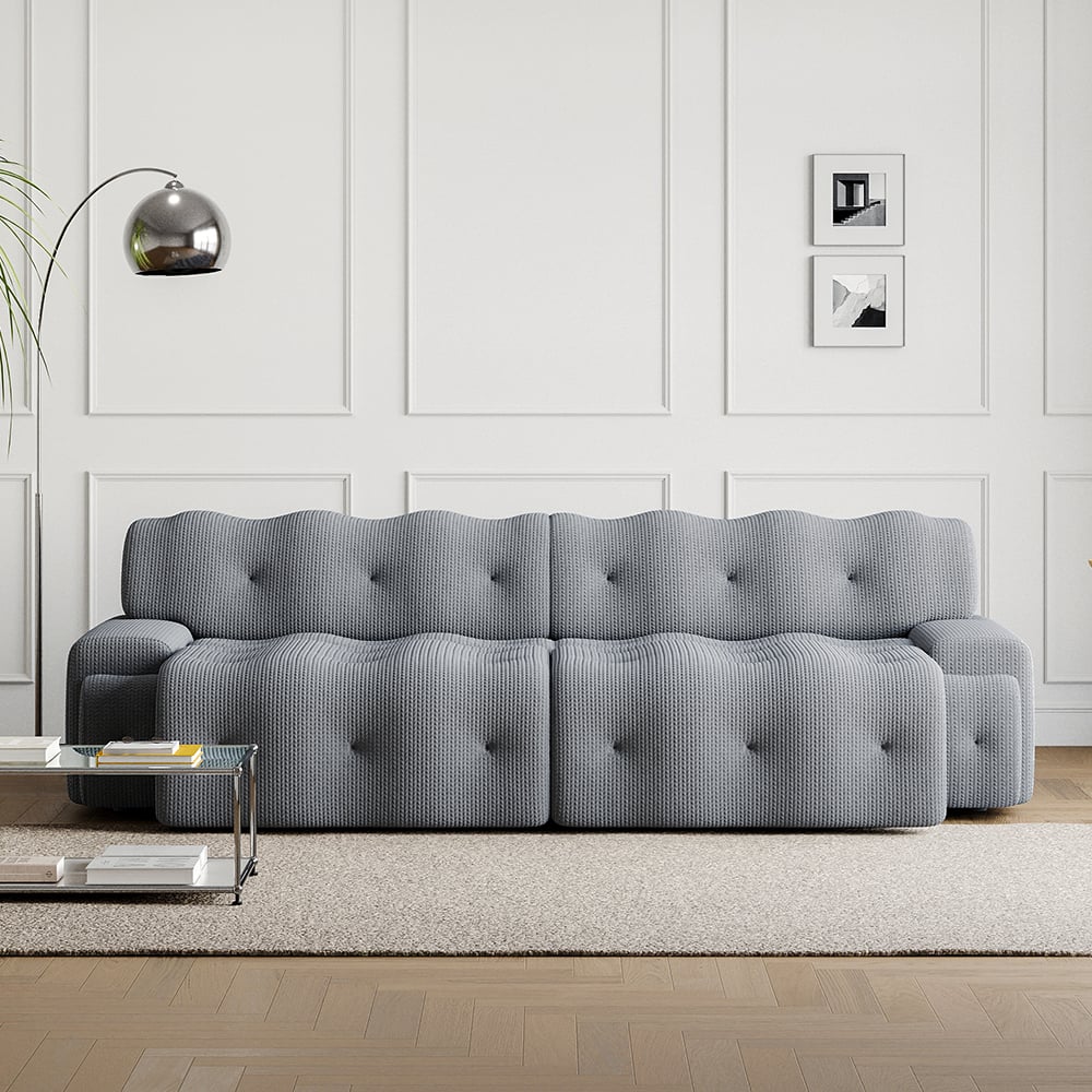 101" Gray Modular Sectional Sofa 5 Seater Modern Reversible Sleeper Sofa