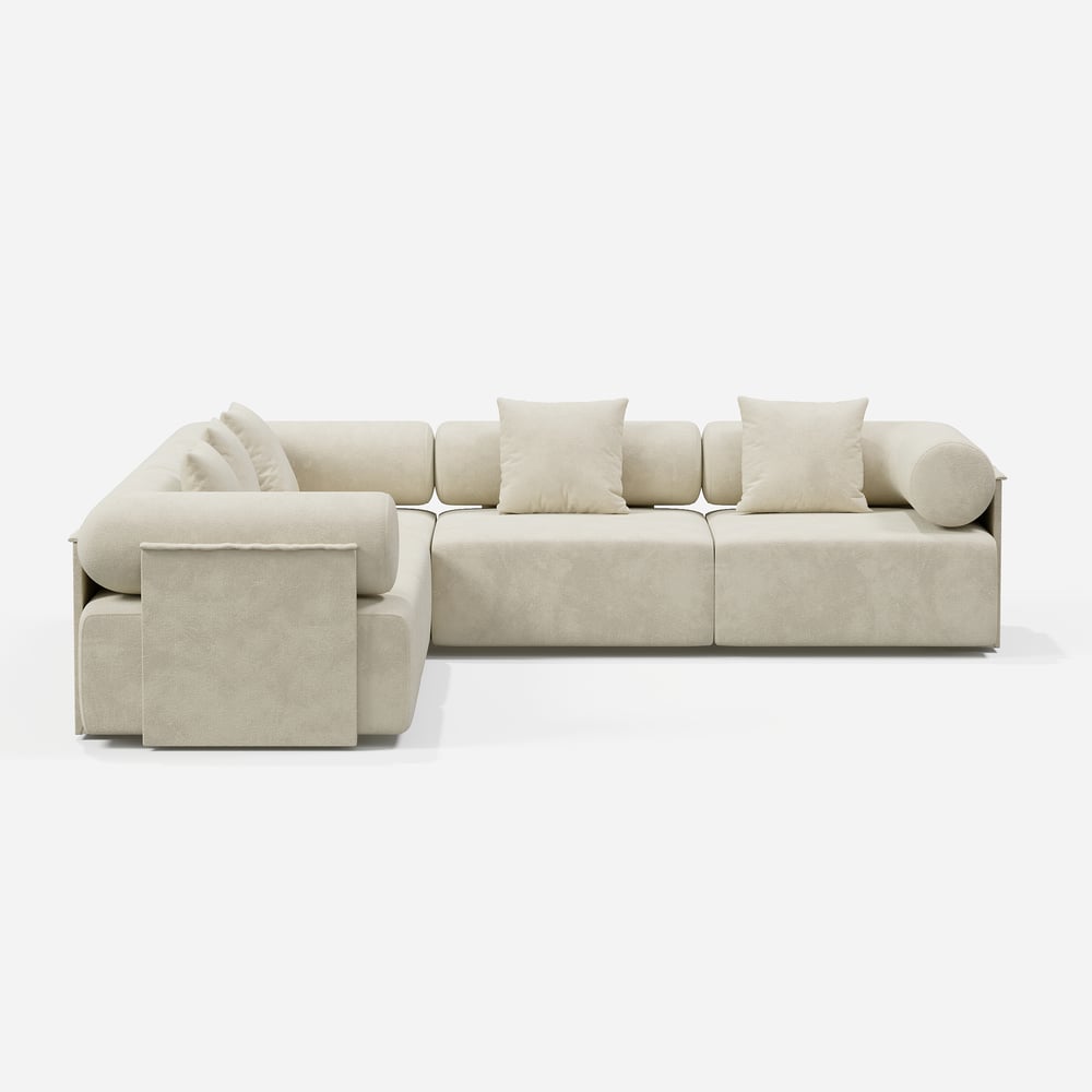 110" 5-Piece Modular White Velvet L-Shape Sectional Sofa