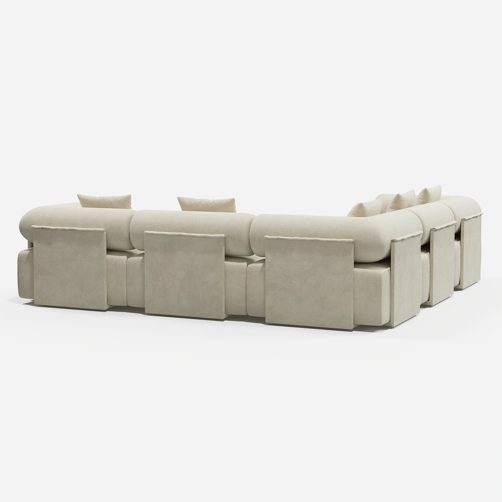 110" 5-Piece Modular White Velvet L-Shape Sectional Sofa