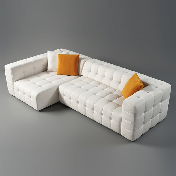 112.2" White Tufted Boucle Full Convertible Power Sleeper Sectional Sofa with 3 Pillows