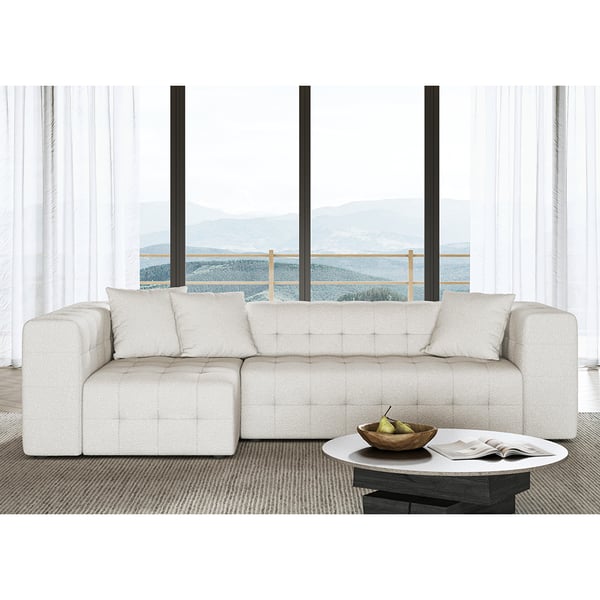 112.2" White Tufted Boucle Full Convertible Power Sleeper Sectional Sofa with 3 Pillows