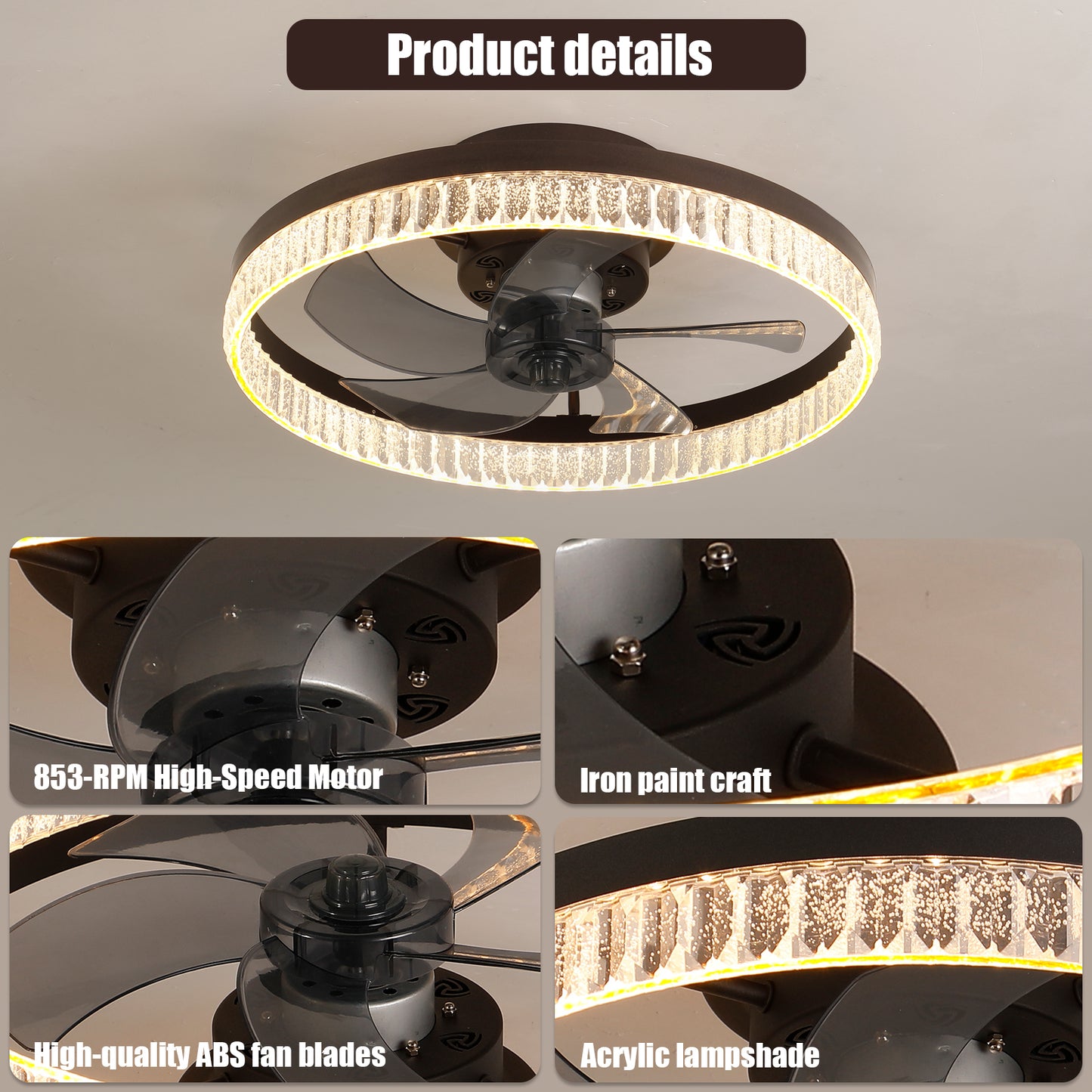 Minimalist LED Ceiling Fan with Lights - Remote-Controlled Modern Fan for Bedroom & Living Room