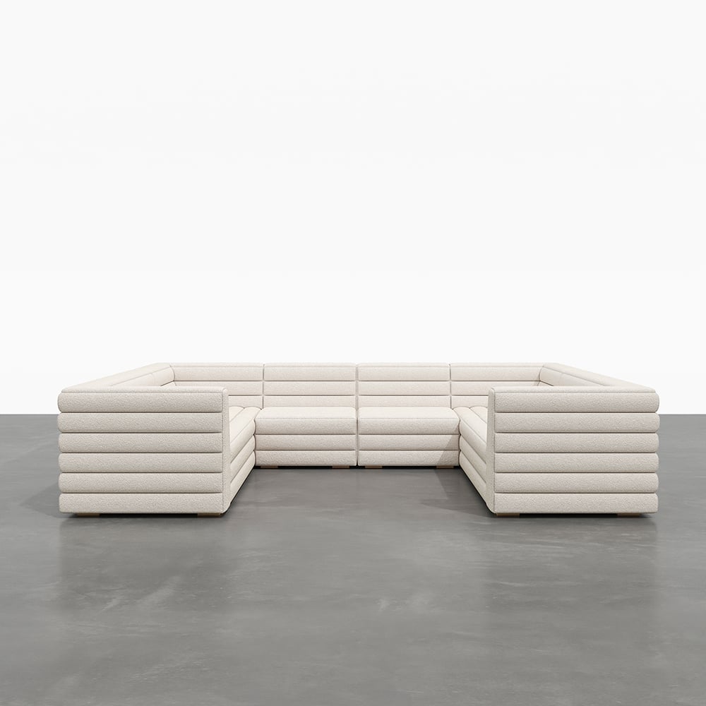 126 Inches U-Shaped Modern Off White Boucle Modular Sectional Sofa for 8 Seaters