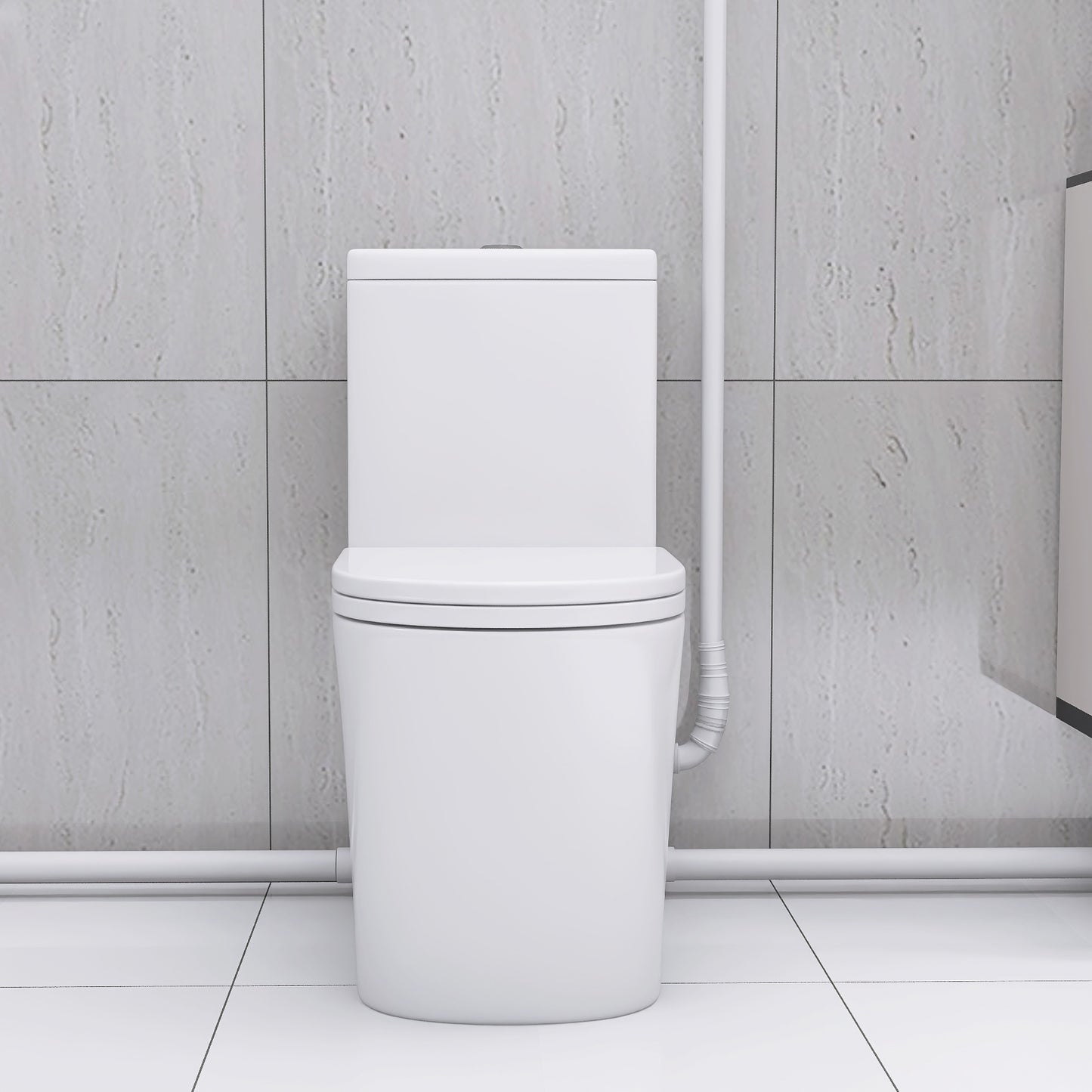 Upflush Toilet For Basement, 600W Macerating Toilet System With Powerful Dual Flush, Elongated 17.25 ADA Comfort, Soft-Close Seat, 3 Water Inlets Connect to Sink, Shower, White