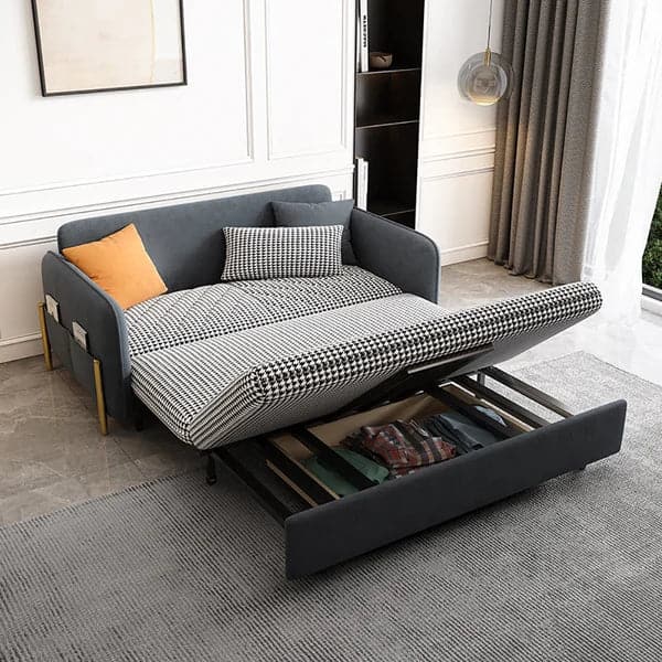 Full Sleeper Sofa Deep Gray Upholstered Convertible Sofa