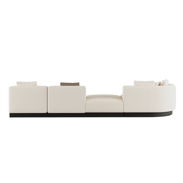 146.9'' L-Shaped Sectional Corner Modern Modular Sofa in Beige with Pillows & Black Legs