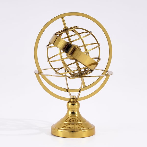 Sculpture de Globe doré de 15 pouces, Figurine géométrique moderne en métal, décoration de Table, Art