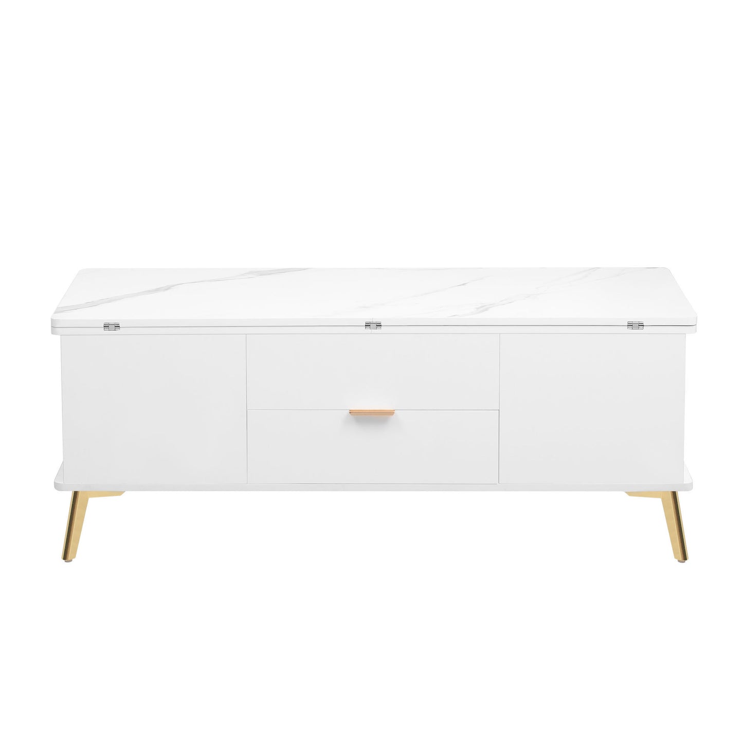 Modern Lift Top Coffee Table Multi Functional Table with Drawers in  White