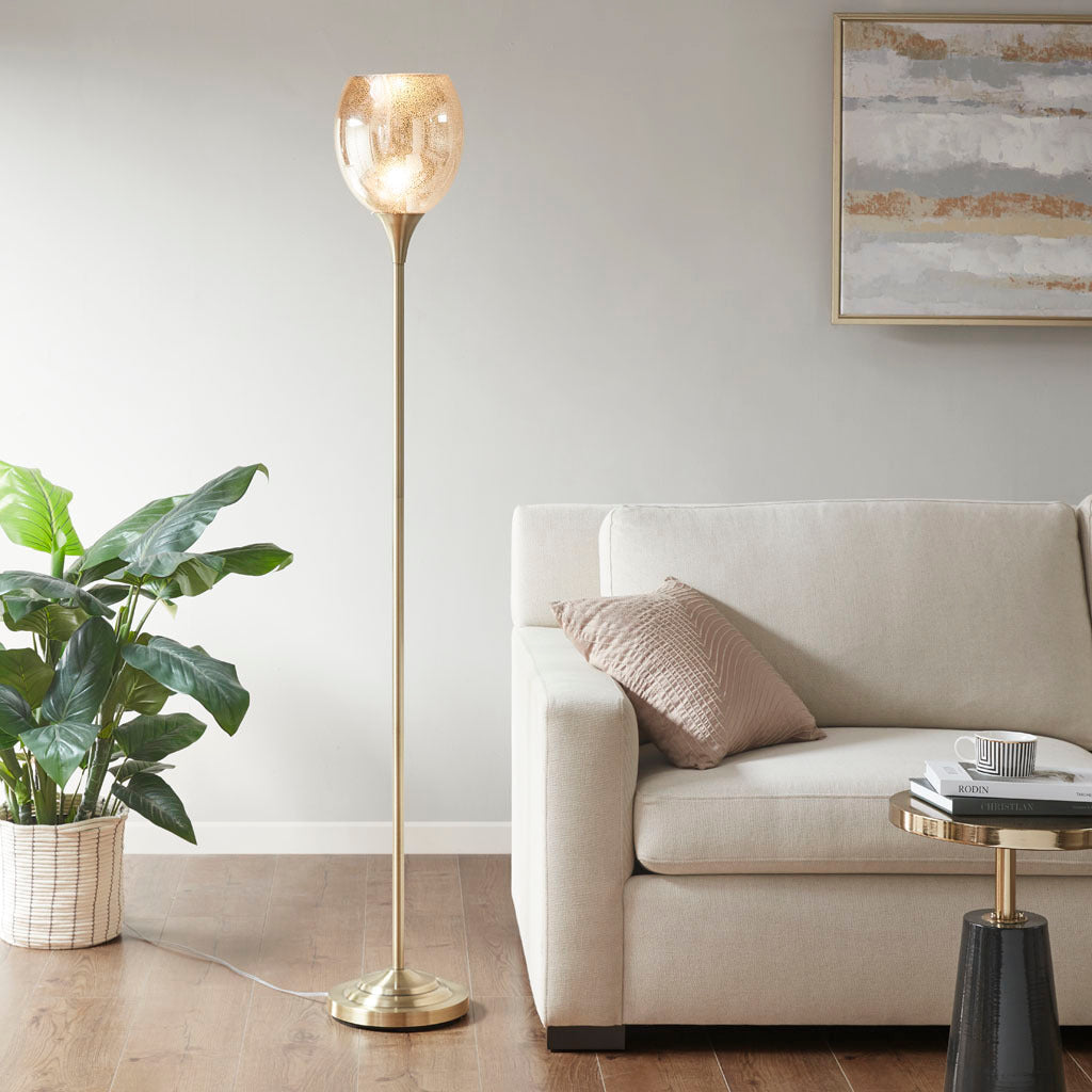 Uplight Floor Lamp with Mercury Glass Shade