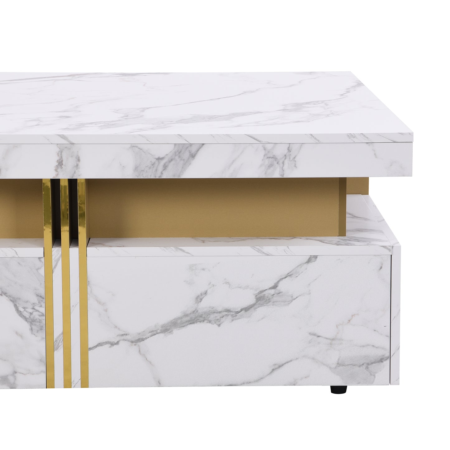 Modern White Square Storage Coffee Table with 4 Drawers