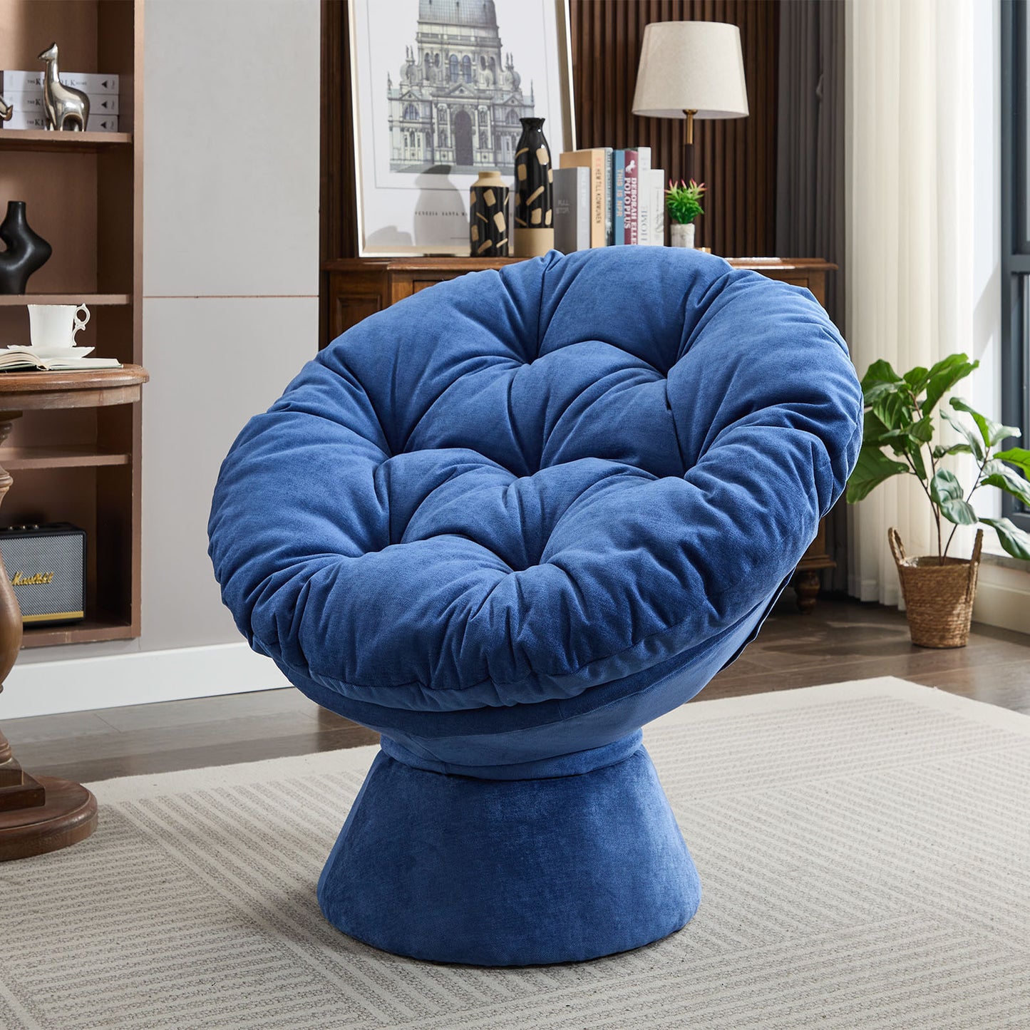 Chaise d'appoint pivotante surdimensionnée, chaise baril pivotante à 360 degrés, chaise Papasan pour salon et chambre à coucher