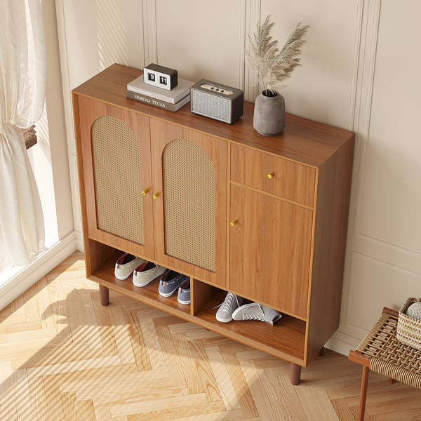 Armoire de rangement de chaussures en bois avec 3 portes et tiroir, placard d'entrée, rangement de chaussures