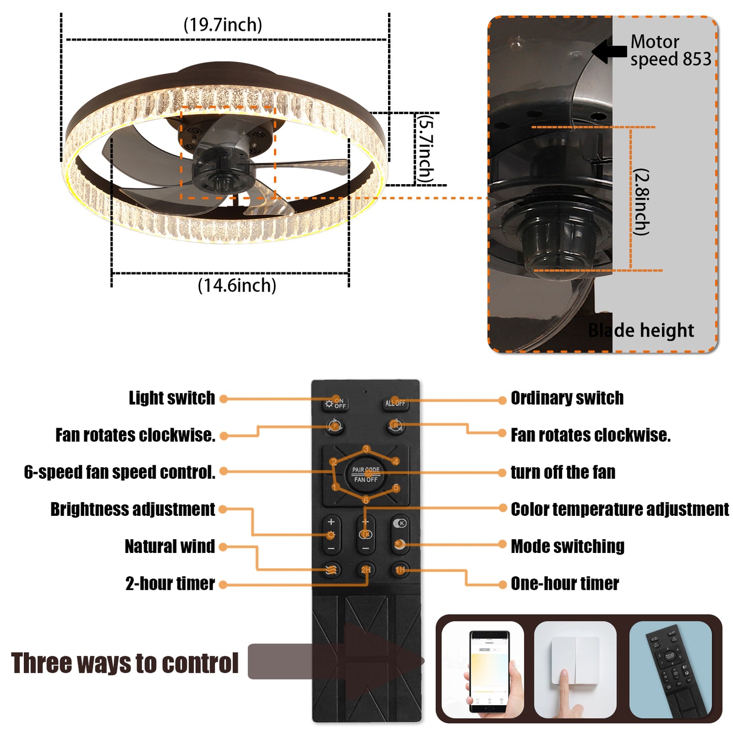 Minimalist LED Ceiling Fan with Lights - Remote-Controlled Modern Fan for Bedroom & Living Room