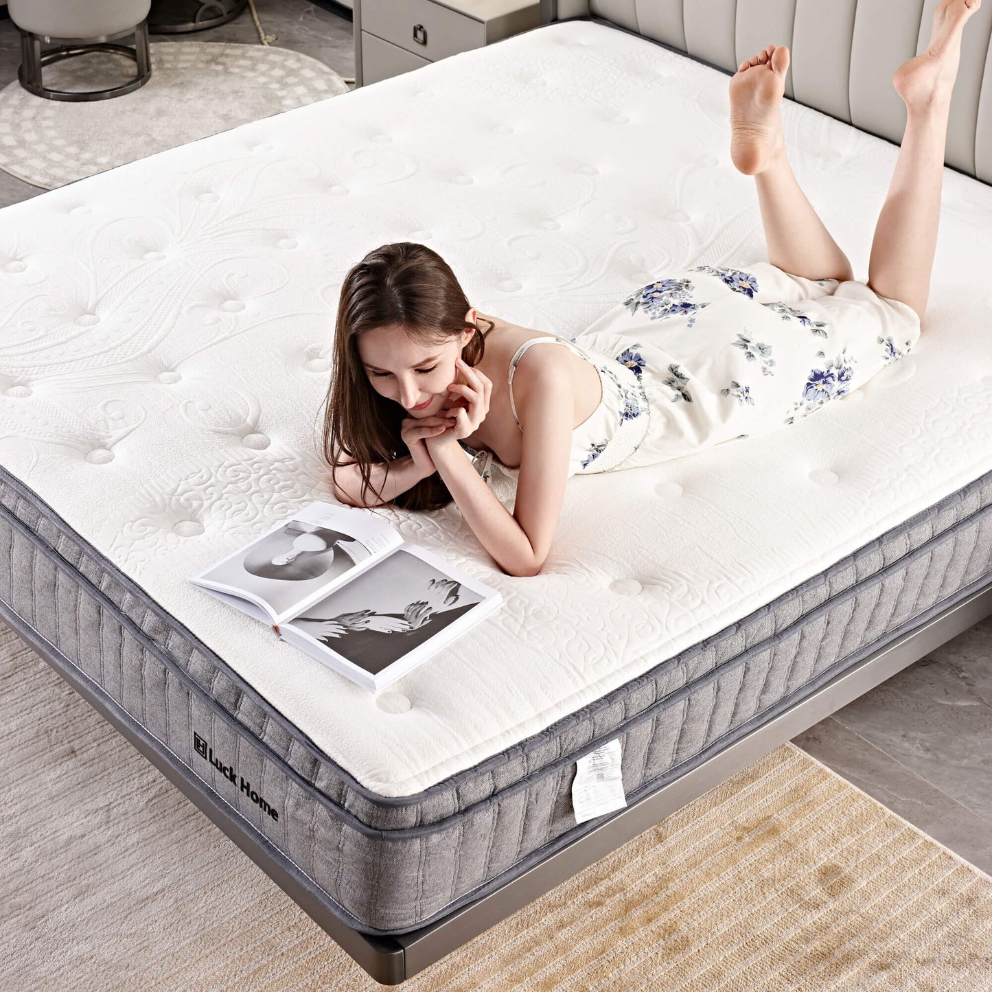 Matelas compressé respirant sans sensation, emballé en rouleau, avec ressorts ensachés indépendants et éponge dynamique, taille Queen Size King Size