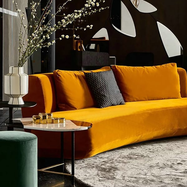 Orange Sofa Velvet Upholstered Sofa 3-Seater Sofa 82.7"