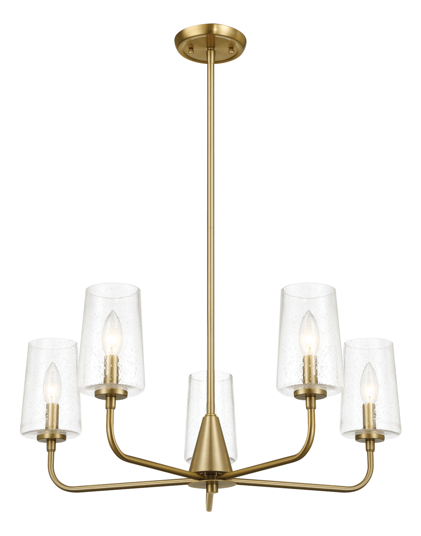 Dazzle Five Lights Chandelier With Clear Seeded Glass -Satin Brass