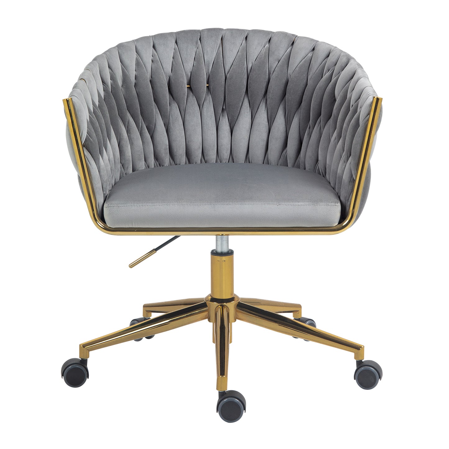 Design moderne, le dossier est une chaise de bureau tissée à la main, des chaises de coiffeuse avec roulettes, réglable en hauteur, pivotant à 360° pour la chambre à coucher, le salon (GRIS)