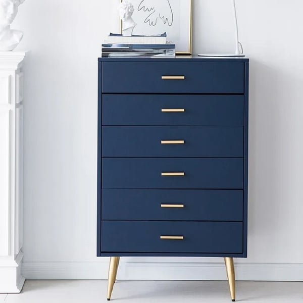 4 Drawer Dresser Modern Blue Wood Storage Chest Accent Cabinet for Bedroom