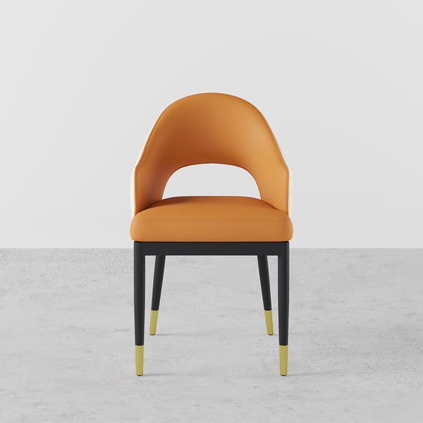 Modern Orange PU Leather Tufted Dining Chair