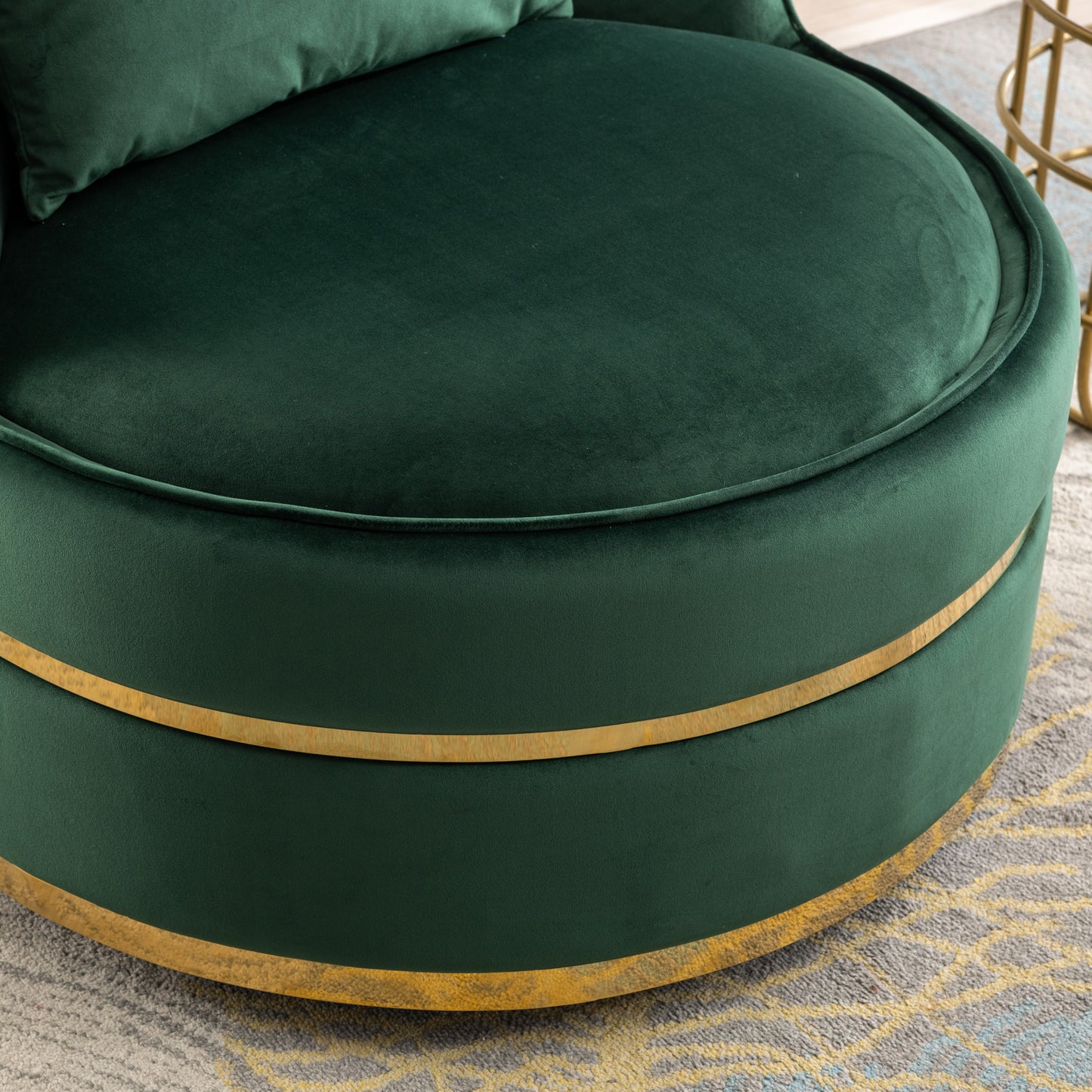 360 Degree Swivel Accent Chair Velvet Modern Upholstered Barrel Chair Over-Sized Soft Chair with Seat Cushion for Living Room, Bedroom, Office, Apartment, Green