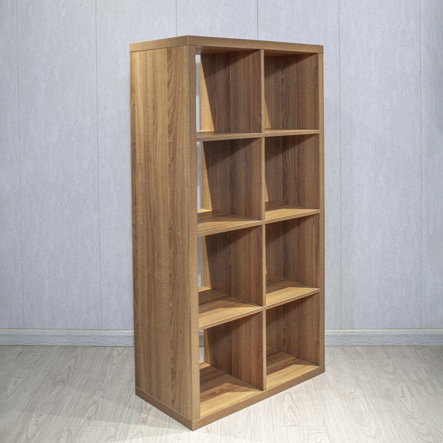 Smart Cube 8-Cube Organizer Storage with Opened Back Shelves,2 X 4 Cube Bookcase Book Shleves for Home, Office ,Walnut Color