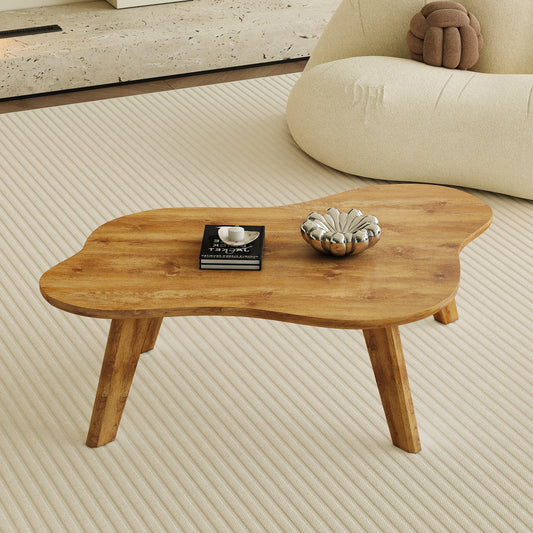 Modern Minimalist Cloud-Shaped Coffee Table with Solid Wood Legs for Living Rooms