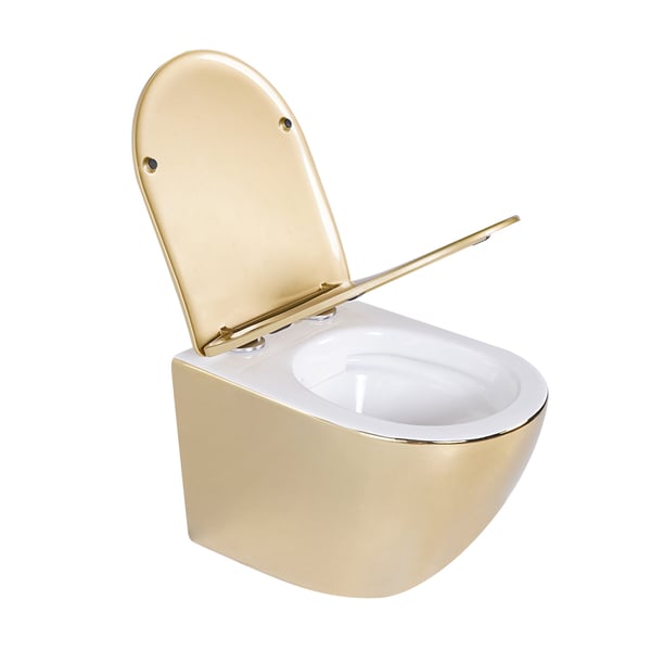 Luxury Round Wall-Mount Toilet Rimless Flushing Ceramic