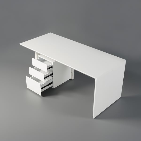 Modern Wooden Desk White Home Office Desk with Filing Cabinet