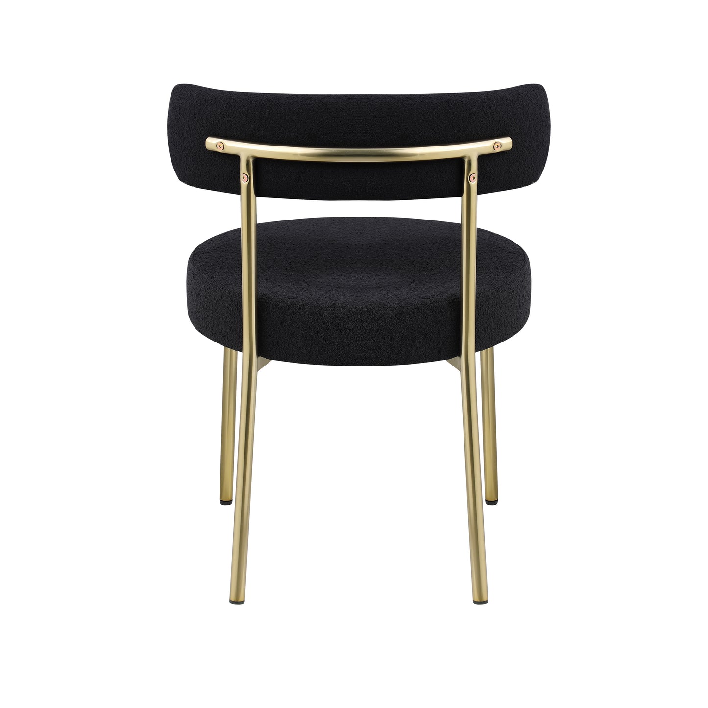 Round Upholstered Mid-Century Modern Dining Chairs Set of 2 with Curved Backrest and Brass Metal Legs