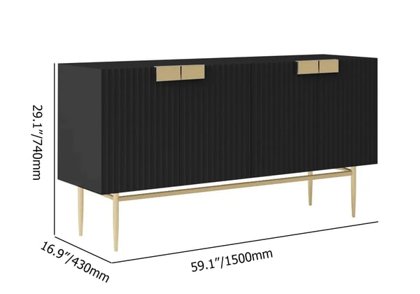 59 Inches Black Sideboard Buffet with Doors Accent Cabinet with Storage 4 doors
