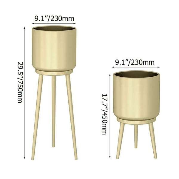 Pot de jardinière amovible sur trépied en métal nordique (Ensemble de 2)