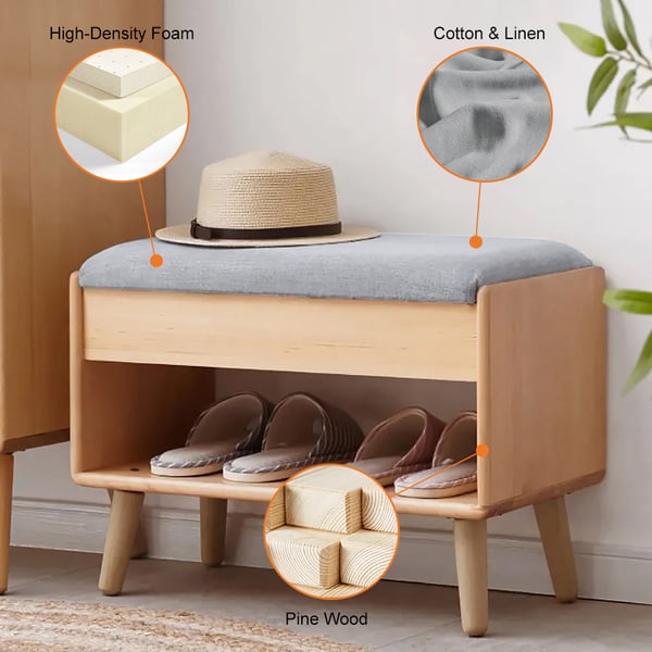 Bamboo Shoe Rack Bench with Rattan Door for Entryway Modern Shoe Storage  Cabinet