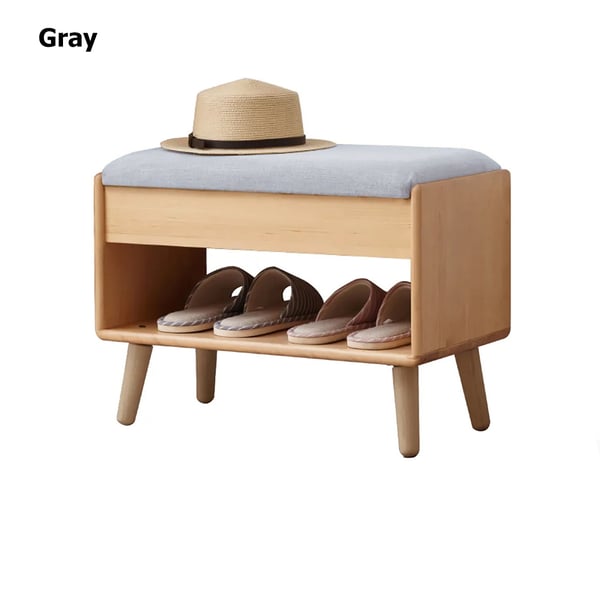 23.6" Modern Upholstered Gray Shoe Rack Flip-Top Entryway Bench with Open Storage