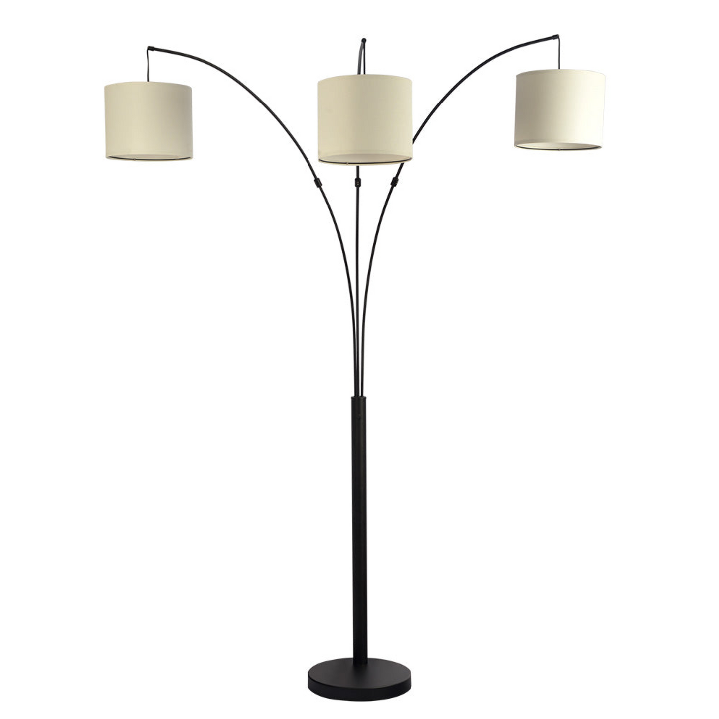 3-Arm Metal Arc Floor Lamp, Oil Rubbed Bonze with Linen Shade, 4 way Rotary Switch