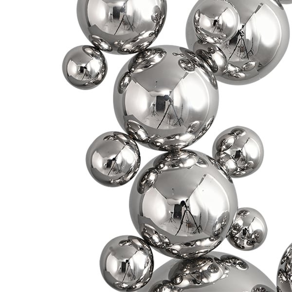 24" Modern Abstract Geometric Ball Sculpture Art Ornament Stainless Steel & Marble Decor